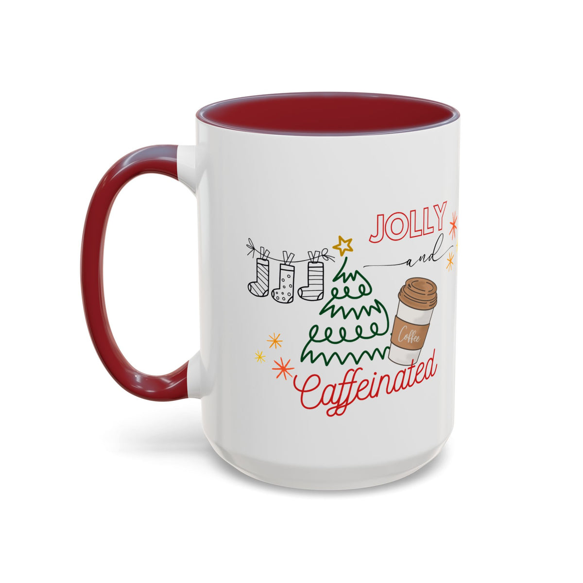 Jolly &Caffeinated Accent Mug | Personalized Name Option