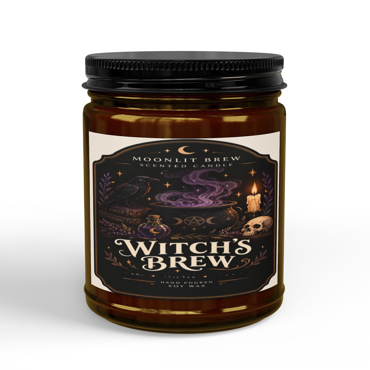 Witch's Brew Candle Jar, Soy Candle with Black Lid | 4oz & 9oz