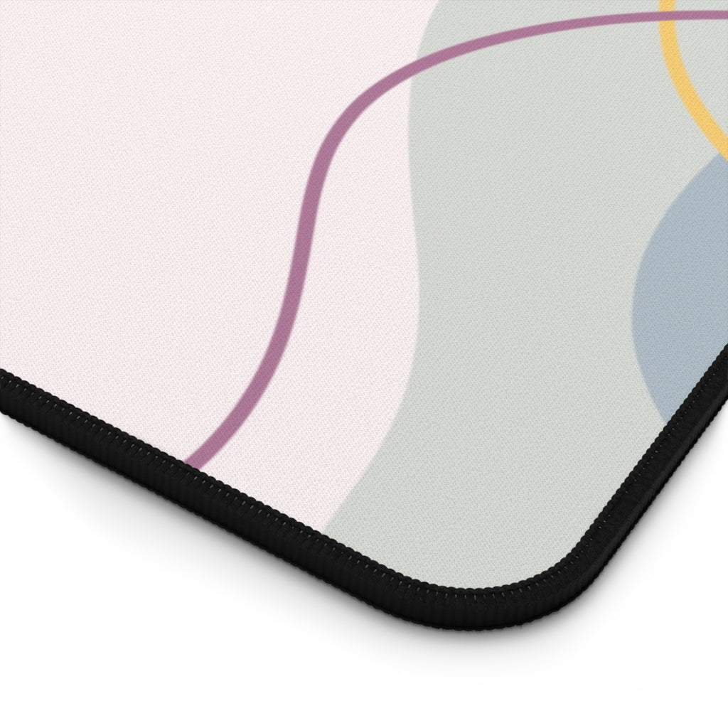 Minimal Line Flower Desk Mat | Pastel Abstract Mousepad Desk Pad
