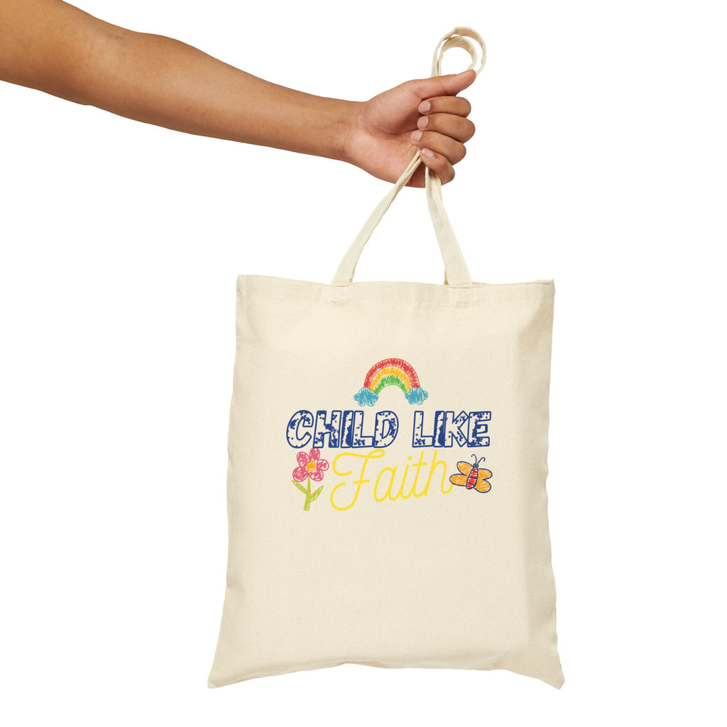 Childlike faith printed in Cotton Canvas Tote Bag