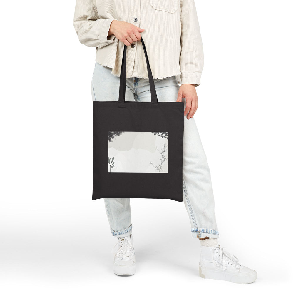 Grey Abstract Cotton Canvas Tote Bag