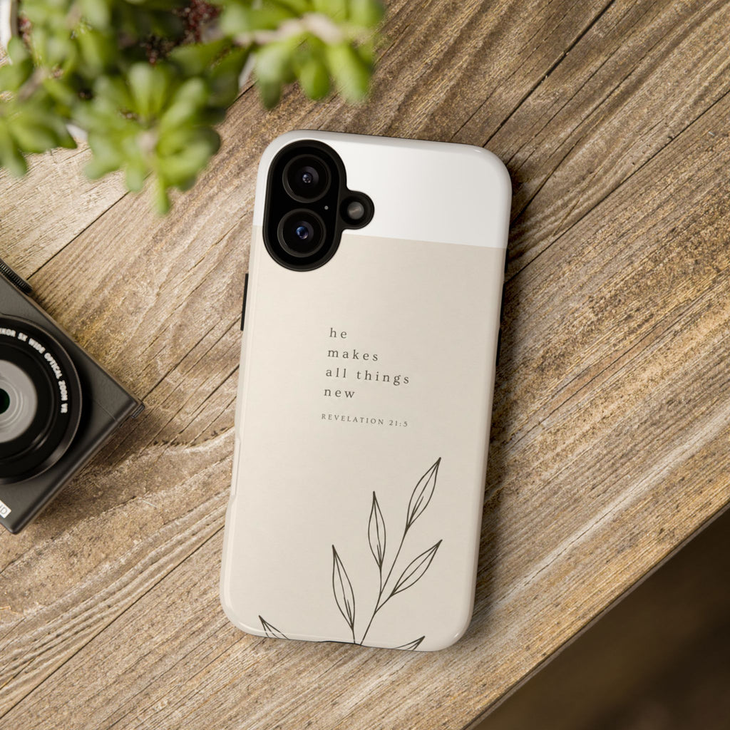 minimalist botanical phone case | Scripture written