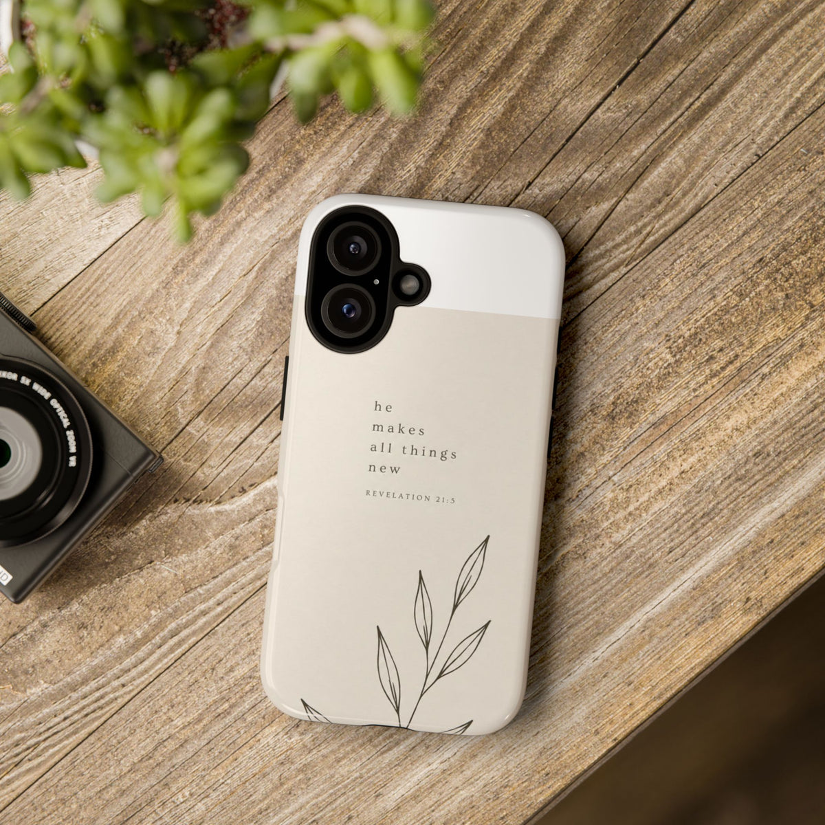 minimalist botanical phone case | Scripture written