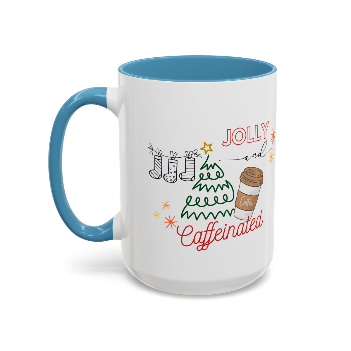 Jolly &Caffeinated Accent Mug | Personalized Name Option