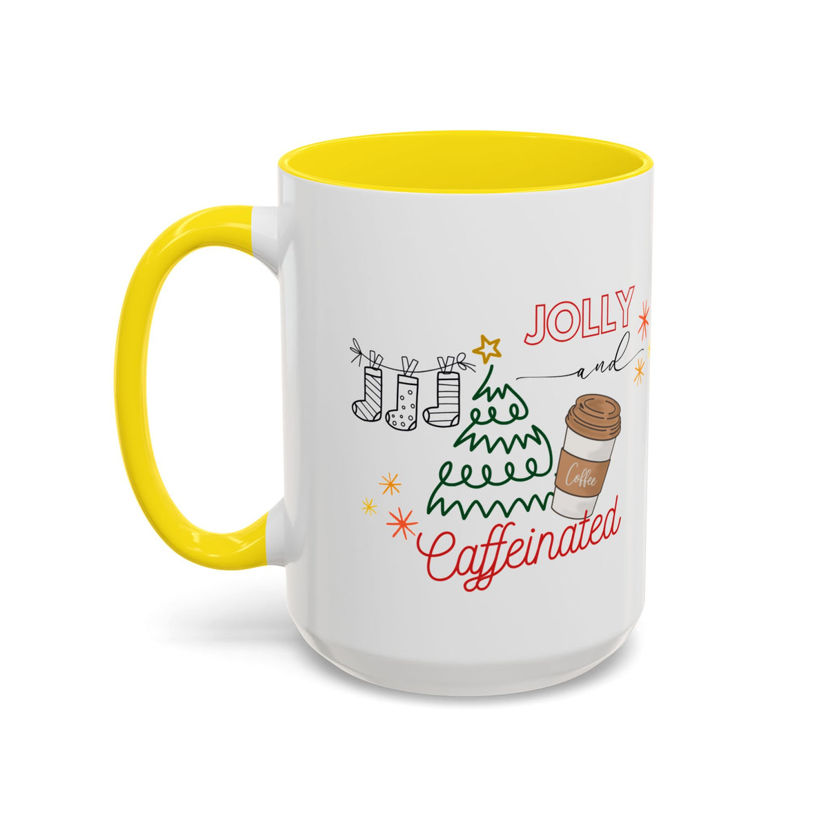 Jolly &Caffeinated Accent Mug | Personalized Name Option