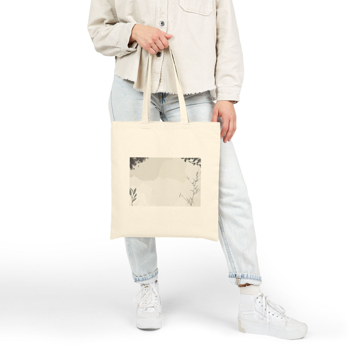 Grey Abstract Cotton Canvas Tote Bag