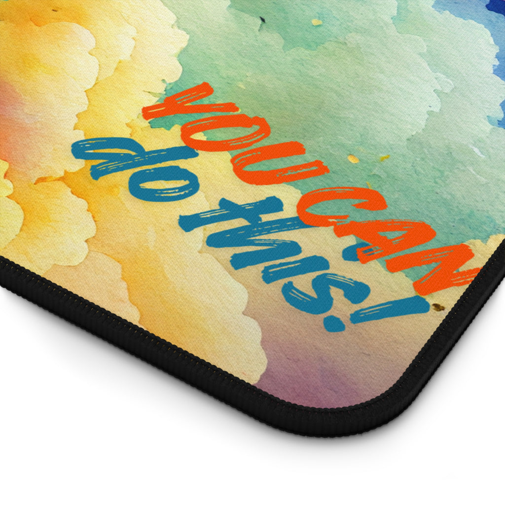 Motivational Rainbow Cloud Desk Mat | You Can Do This, Just Breathe
