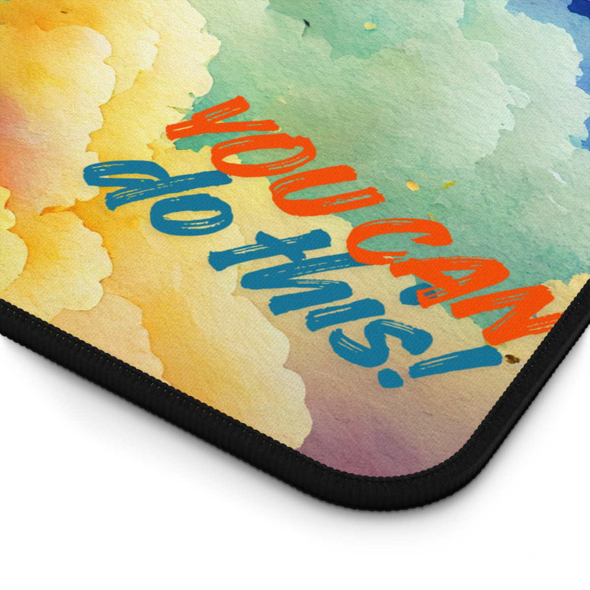 Motivational Rainbow Cloud Desk Mat | You Can Do This, Just Breathe