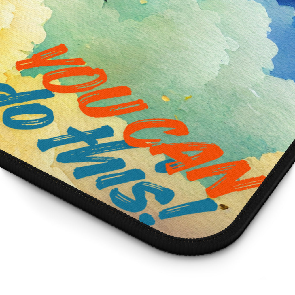Motivational Rainbow Cloud Desk Mat | You Can Do This, Just Breathe