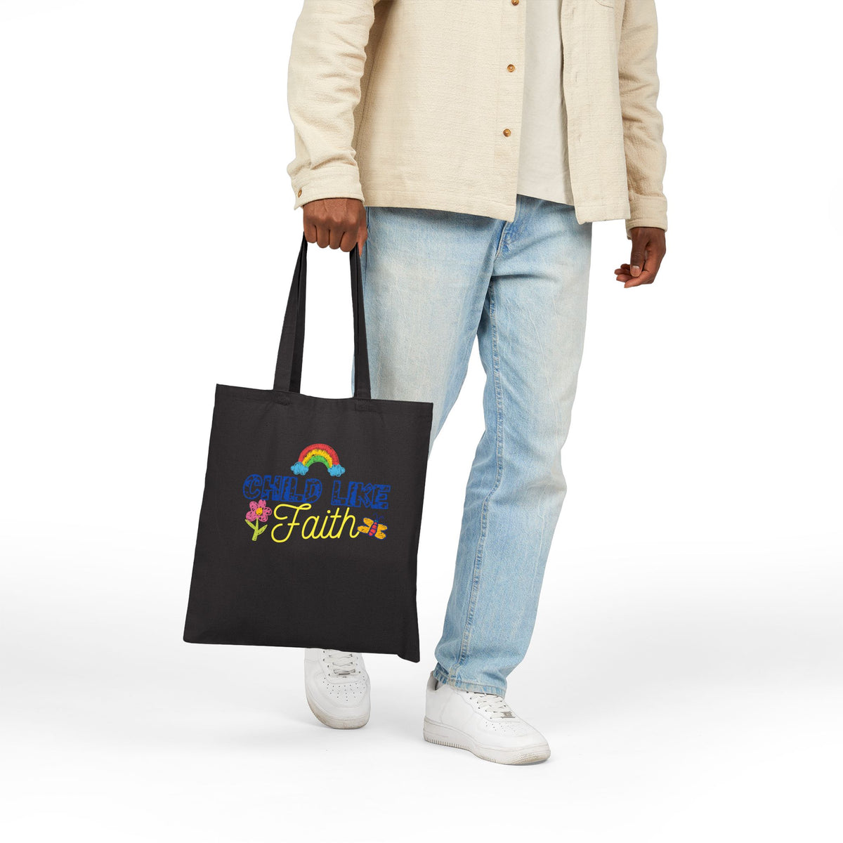Childlike faith printed in Cotton Canvas Tote Bag