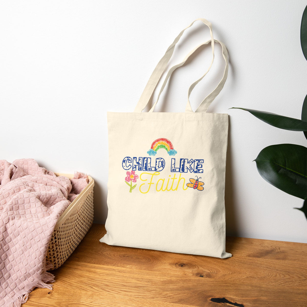 Childlike faith printed in Cotton Canvas Tote Bag