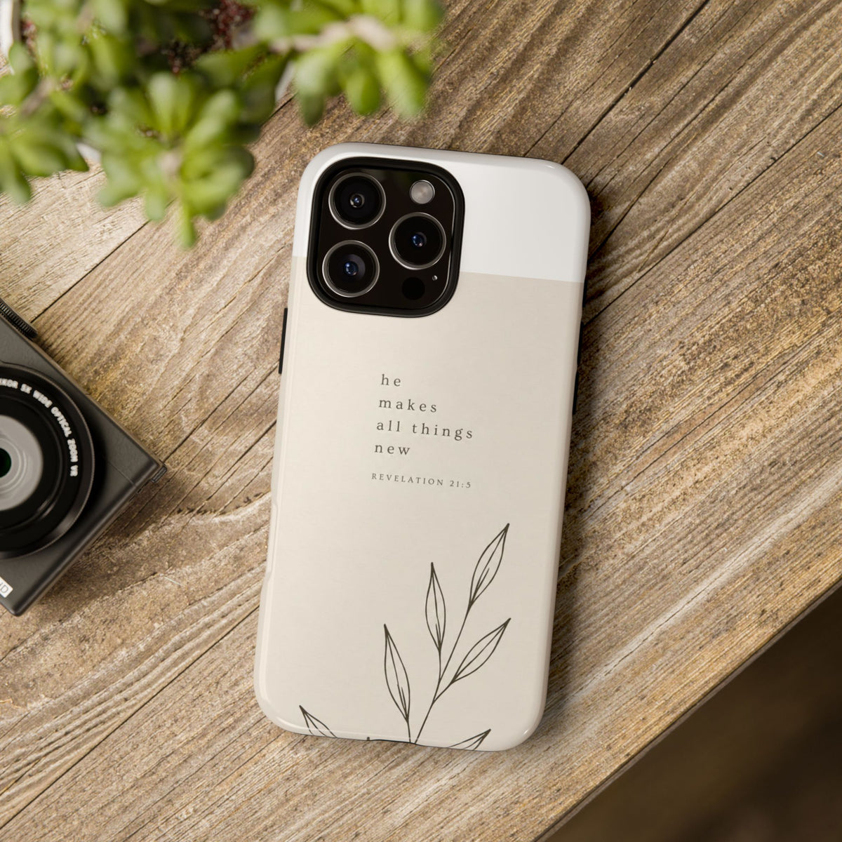 minimalist botanical phone case | Scripture written