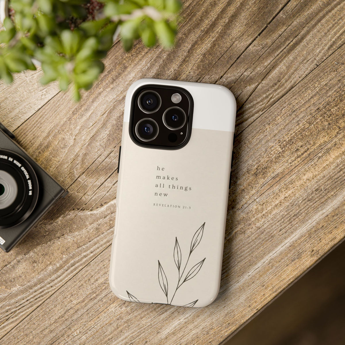 minimalist botanical phone case | Scripture written