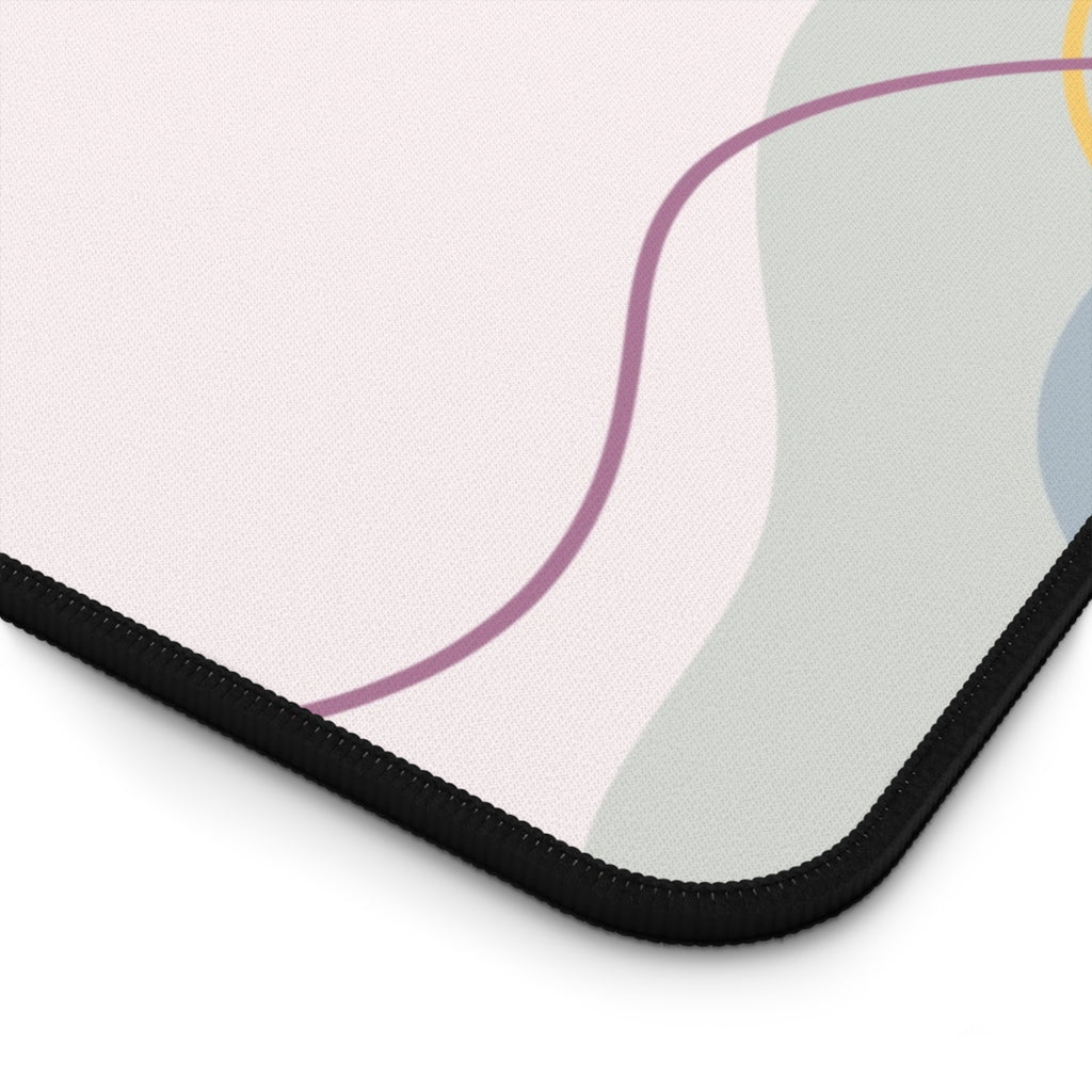 Minimal Line Flower Desk Mat | Pastel Abstract Mousepad Desk Pad
