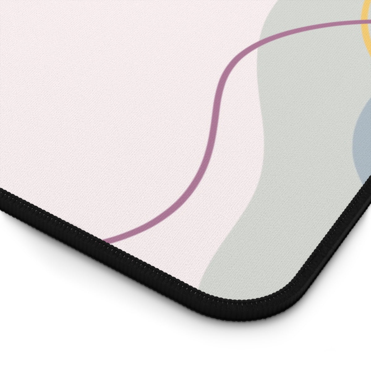 Minimal Line Flower Desk Mat | Pastel Abstract Mousepad Desk Pad