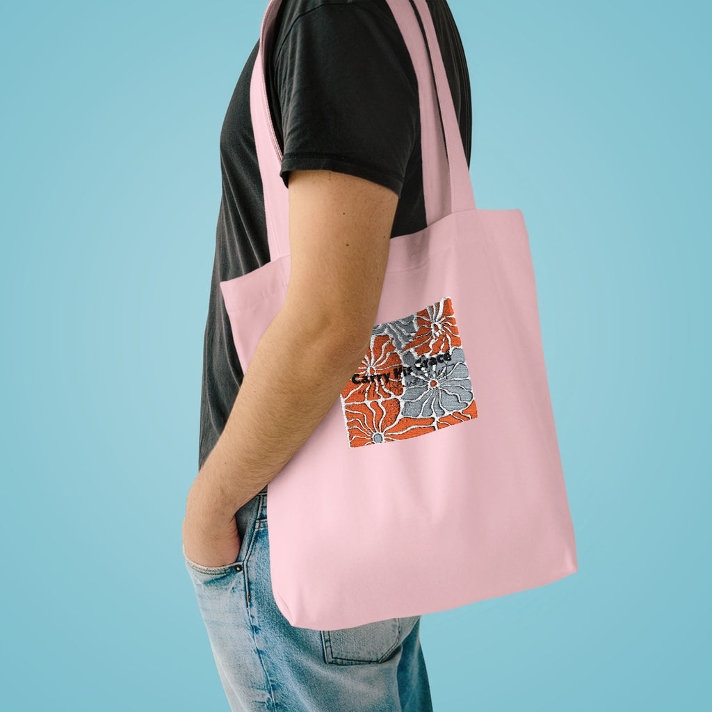 Orange Floral Square Collage Tote