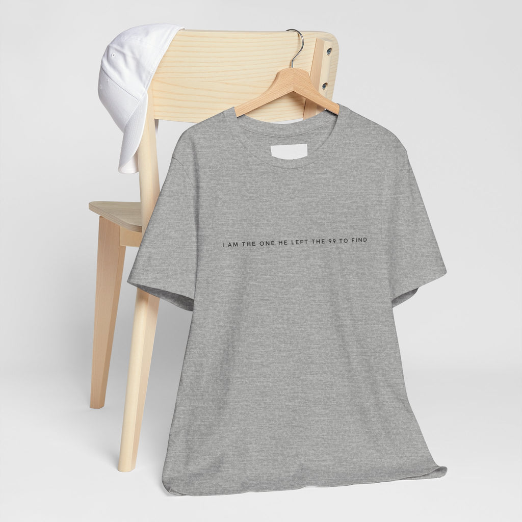 Minimalist White Tee — "I Am the One He Left Me To Find"