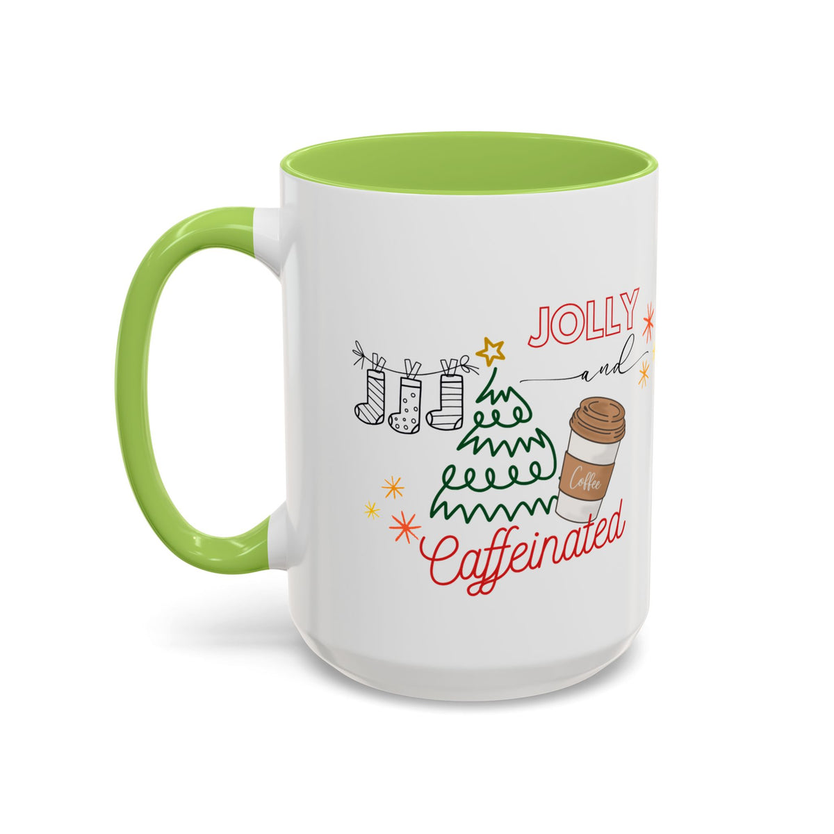 Jolly &Caffeinated Accent Mug | Personalized Name Option