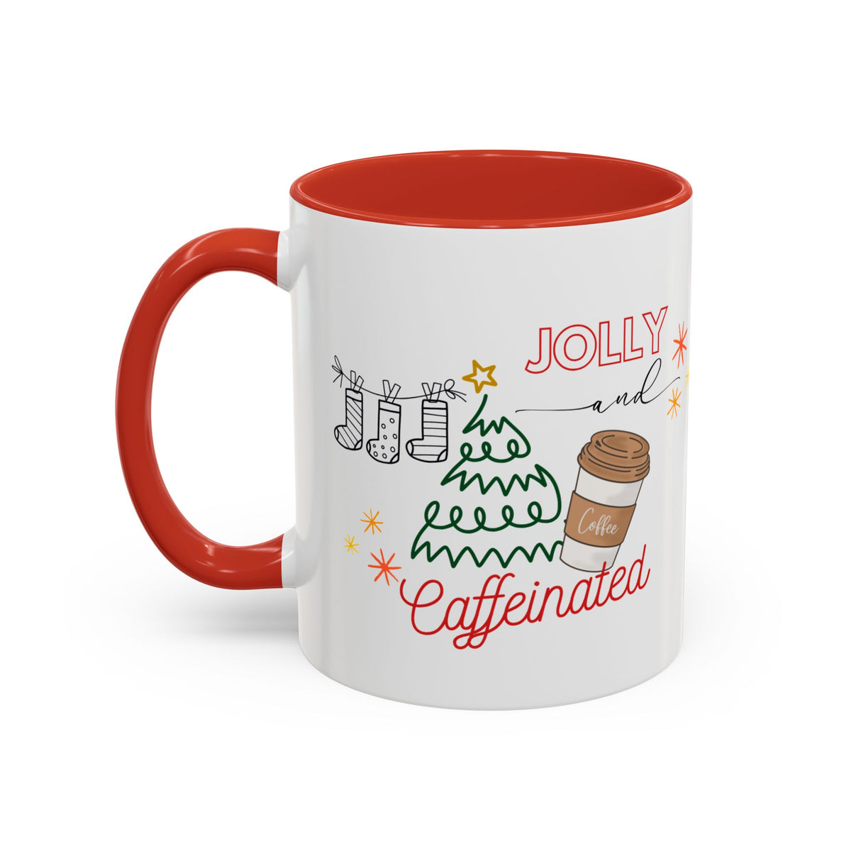 Jolly &Caffeinated Accent Mug | Personalized Name Option