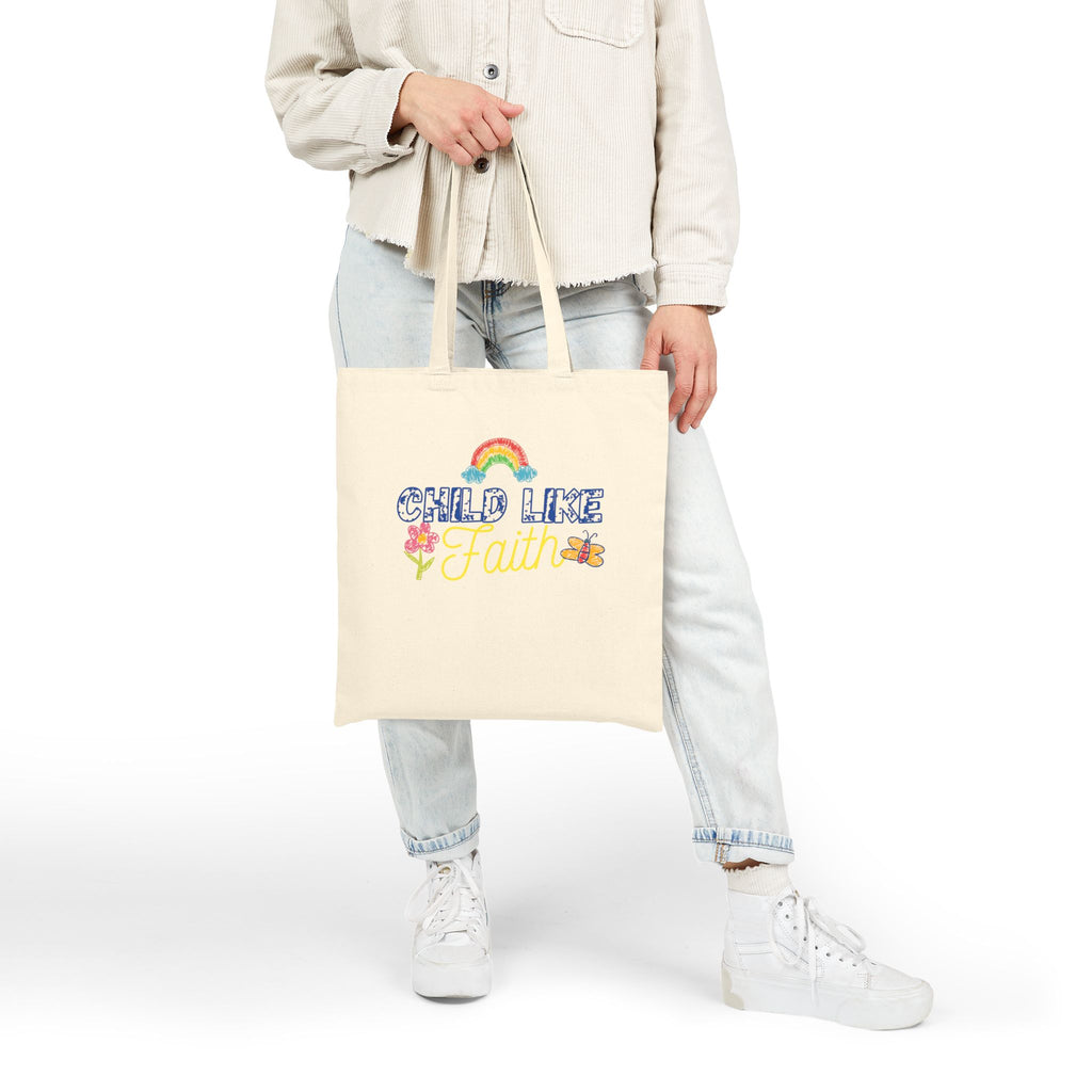 Childlike faith printed in Cotton Canvas Tote Bag