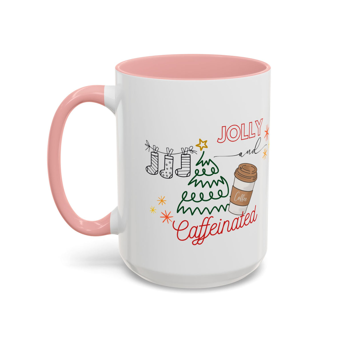 Jolly &Caffeinated Accent Mug | Personalized Name Option