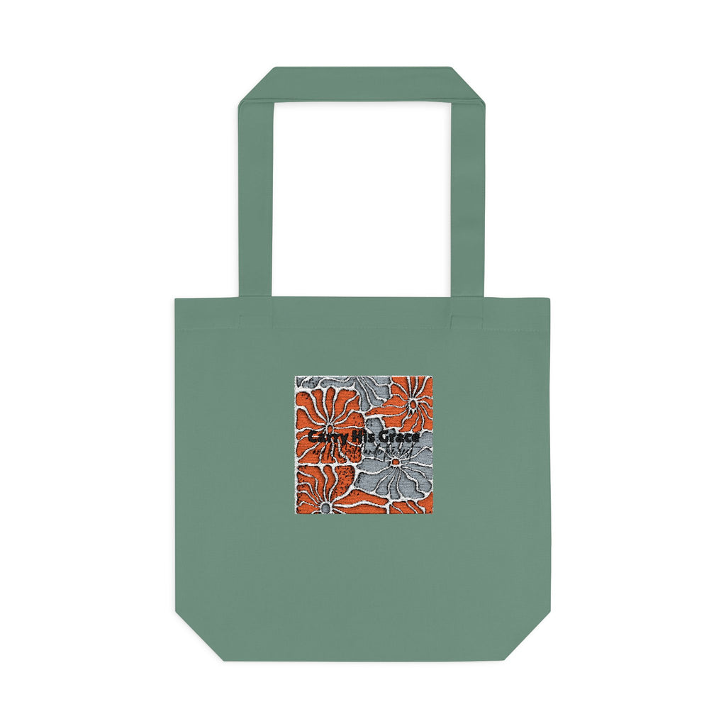 Orange Floral Square Collage Tote