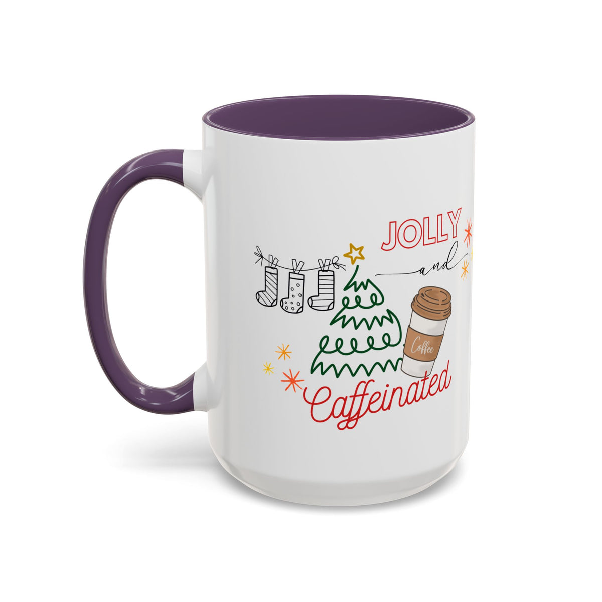 Jolly &Caffeinated Accent Mug | Personalized Name Option