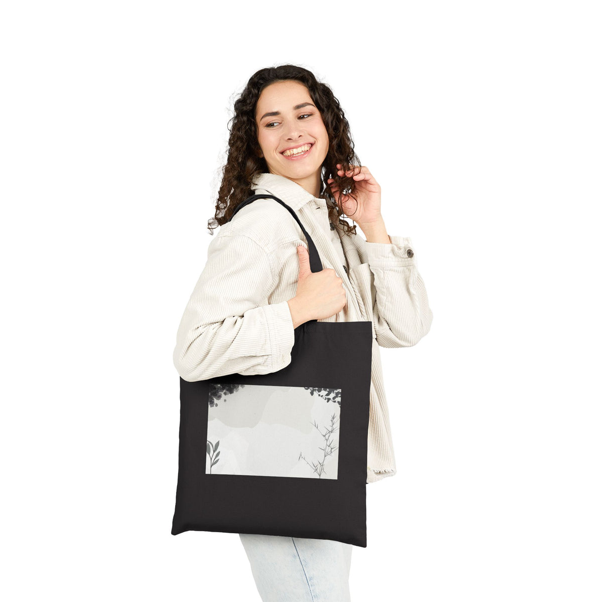 Grey Abstract Cotton Canvas Tote Bag