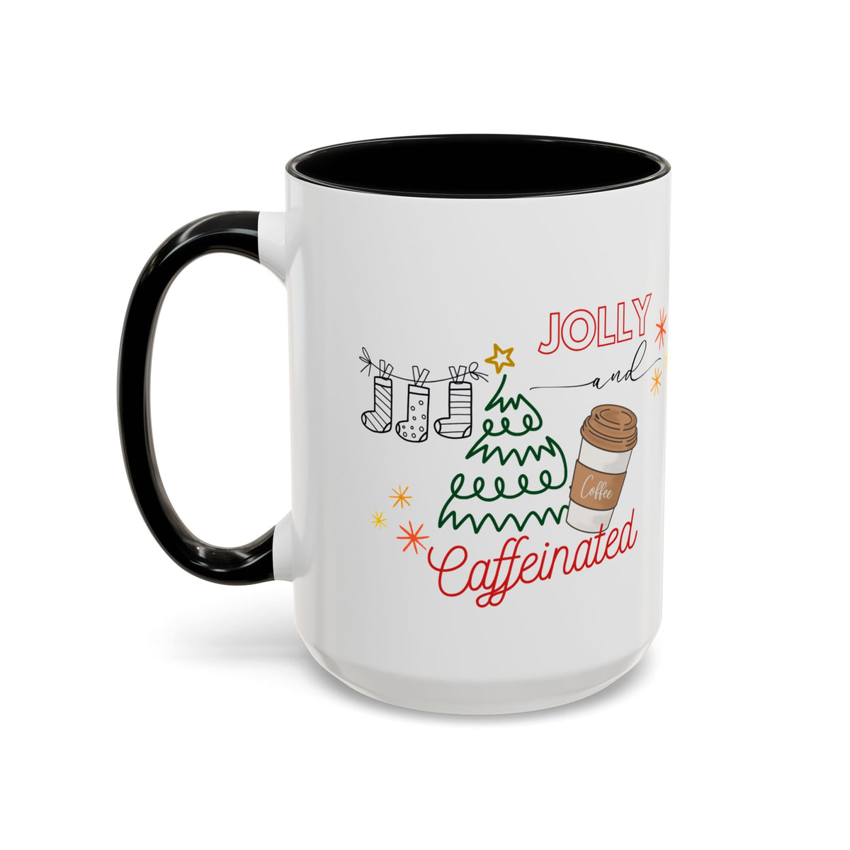 Jolly &Caffeinated Accent Mug | Personalized Name Option