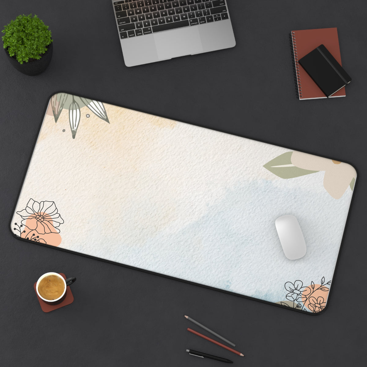 Pastel Watercolor Floral Desk Mat | Floral Desk Mat