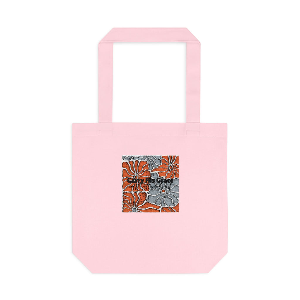 Orange Floral Square Collage Tote