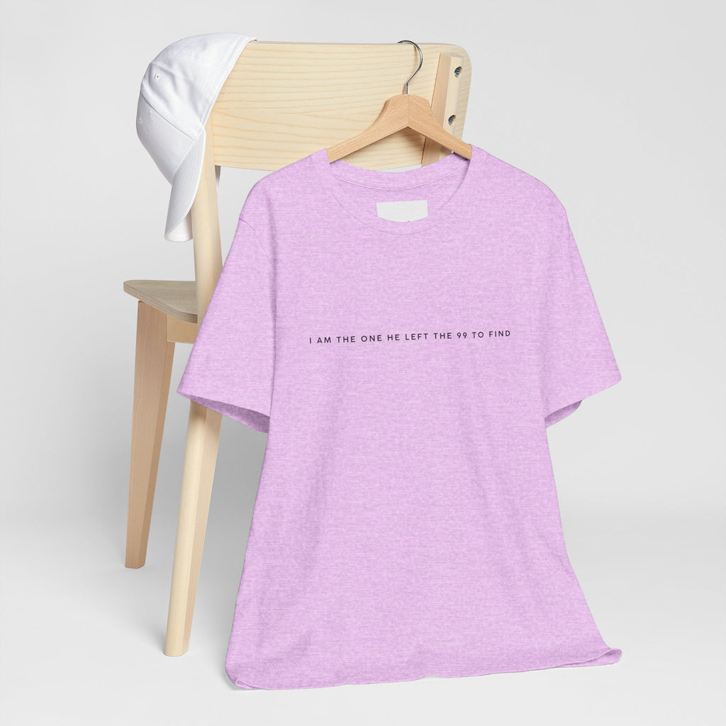 Minimalist White Tee — "I Am the One He Left Me To Find"