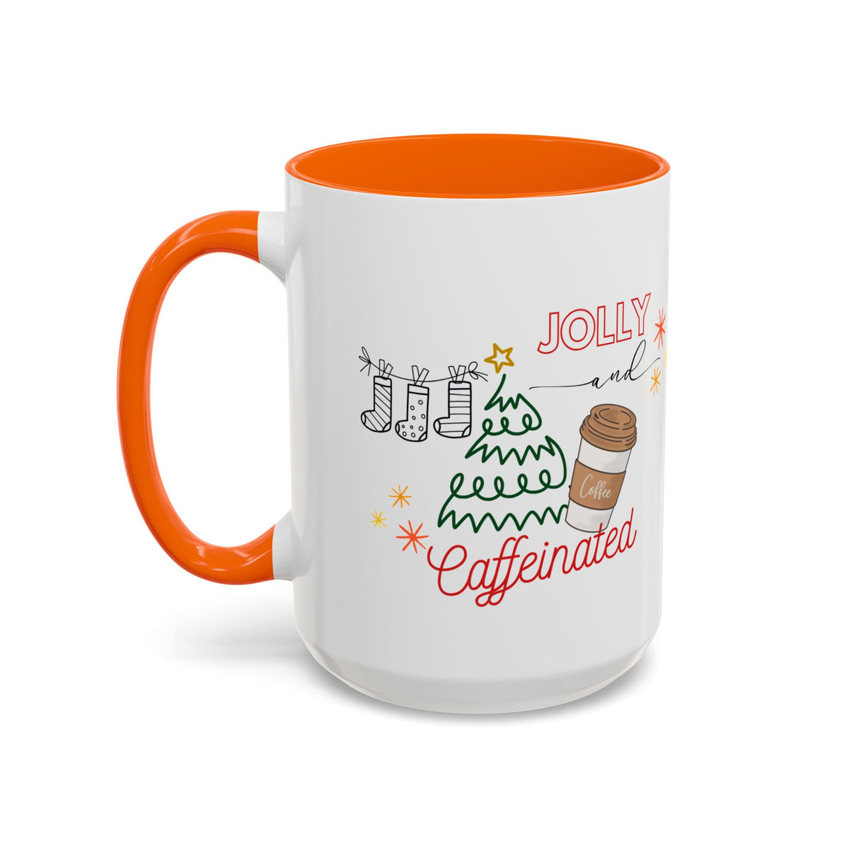 Jolly &Caffeinated Accent Mug | Personalized Name Option