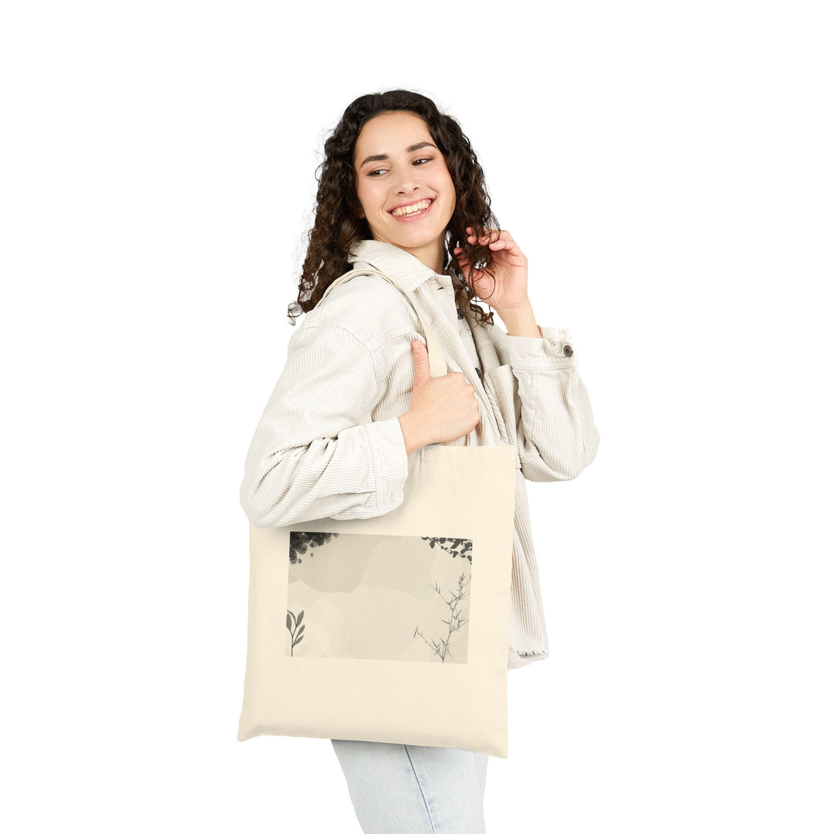 Grey Abstract Cotton Canvas Tote Bag