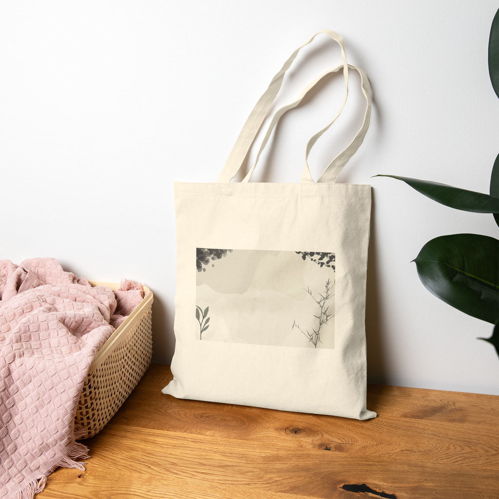 Grey Abstract Cotton Canvas Tote Bag