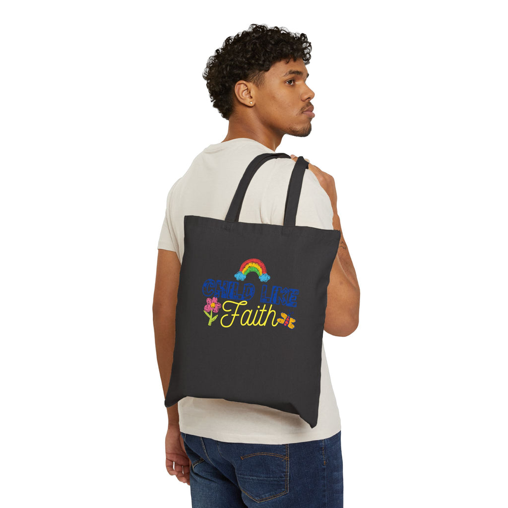 Childlike faith printed in Cotton Canvas Tote Bag