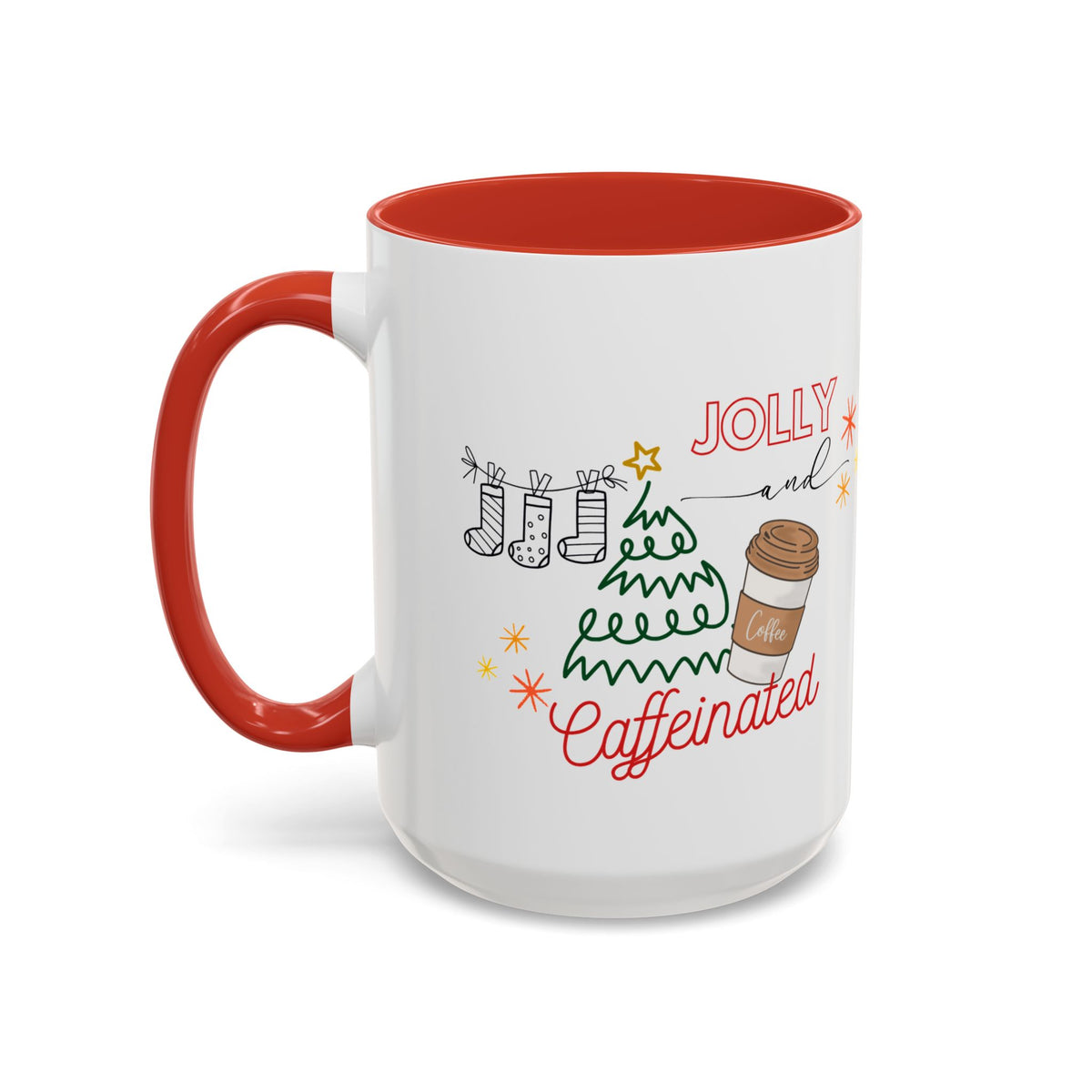 Jolly &Caffeinated Accent Mug | Personalized Name Option
