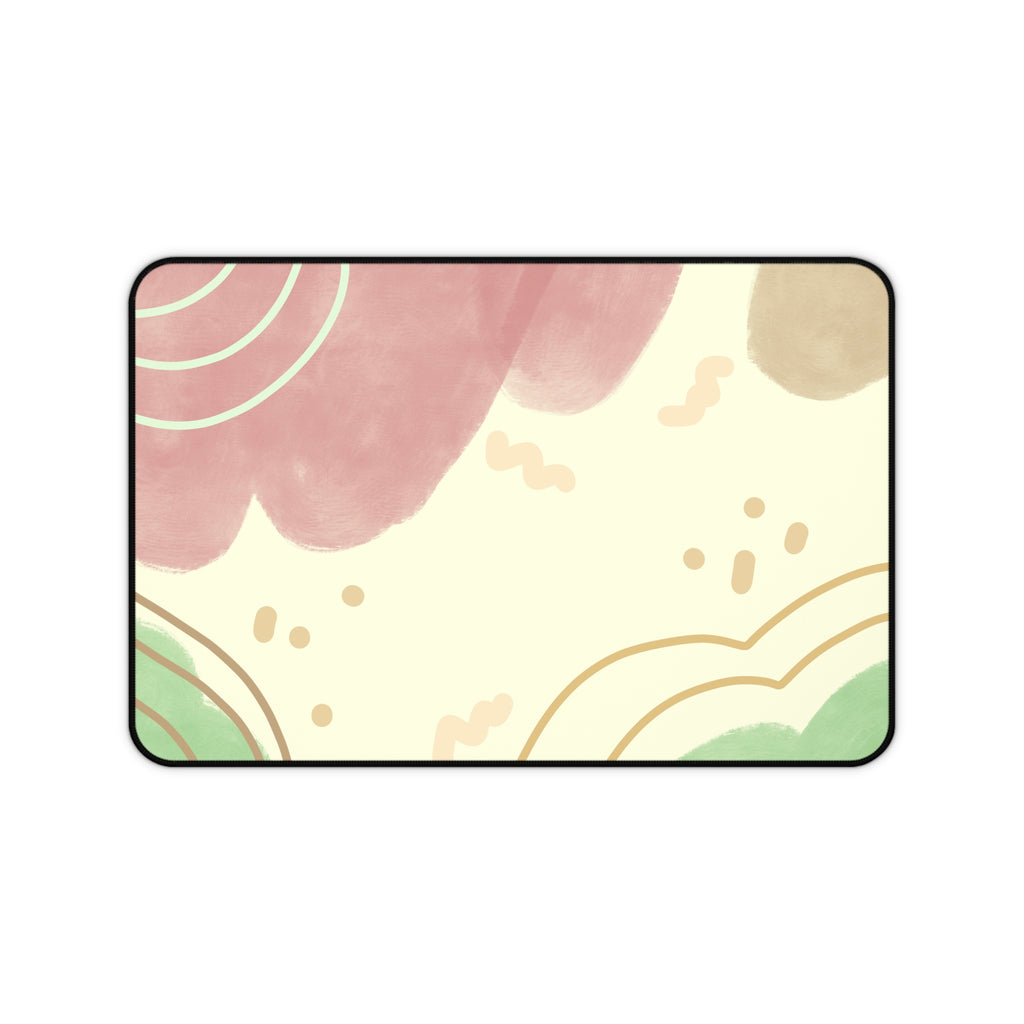 Abstract Pastel Clouds Desk Mat | Pink Green Minimalist Mouse Pad