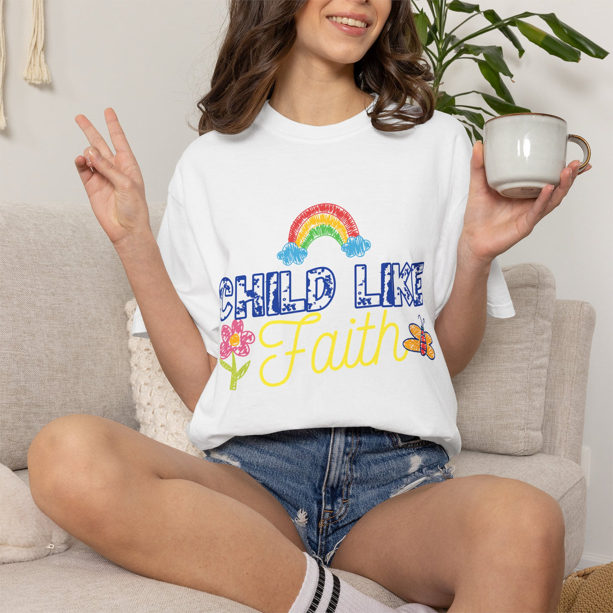 Child Like Faith Print - Unisex Garment-Dyed T-shirt