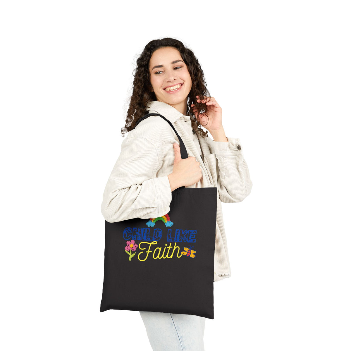 Childlike faith printed in Cotton Canvas Tote Bag