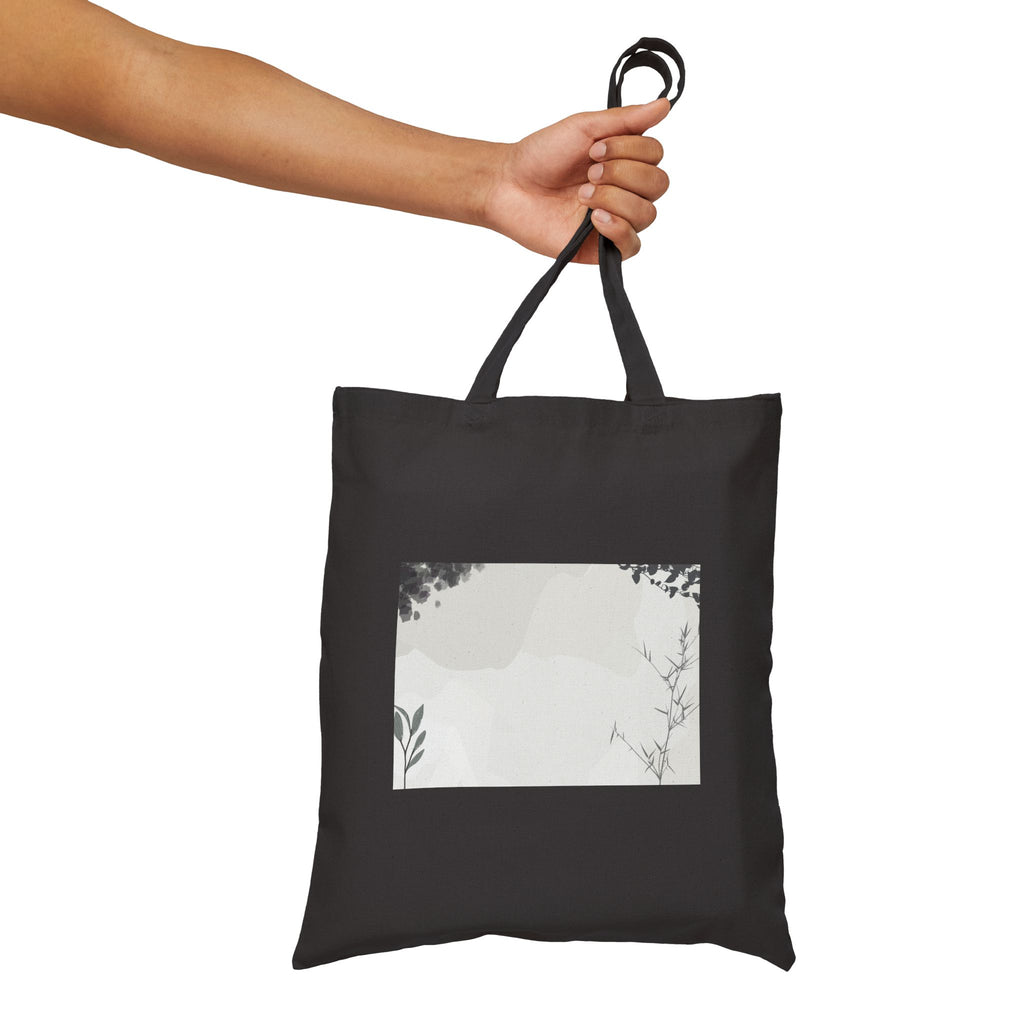 Grey Abstract Cotton Canvas Tote Bag