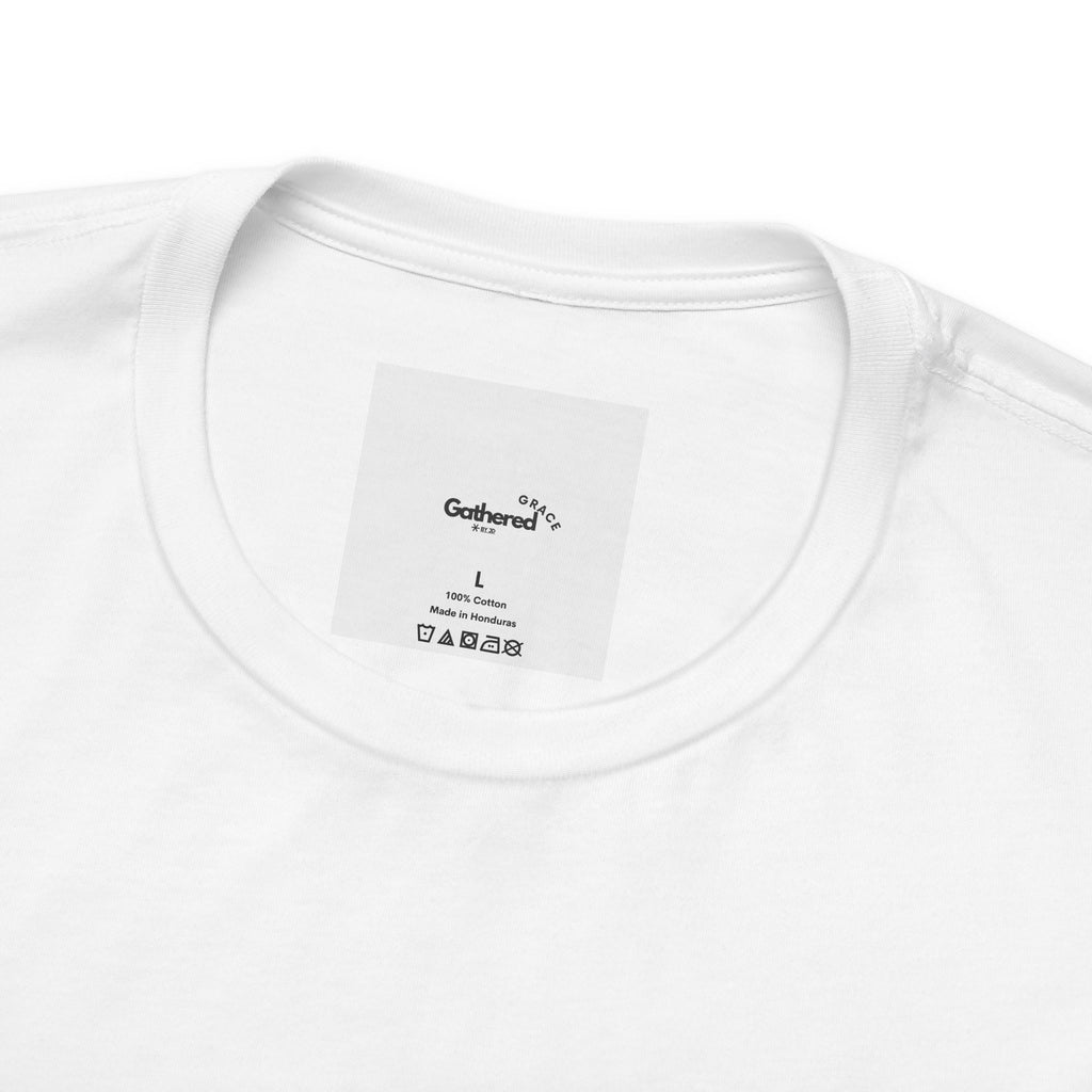 Minimalist White Tee — "I Am the One He Left Me To Find"
