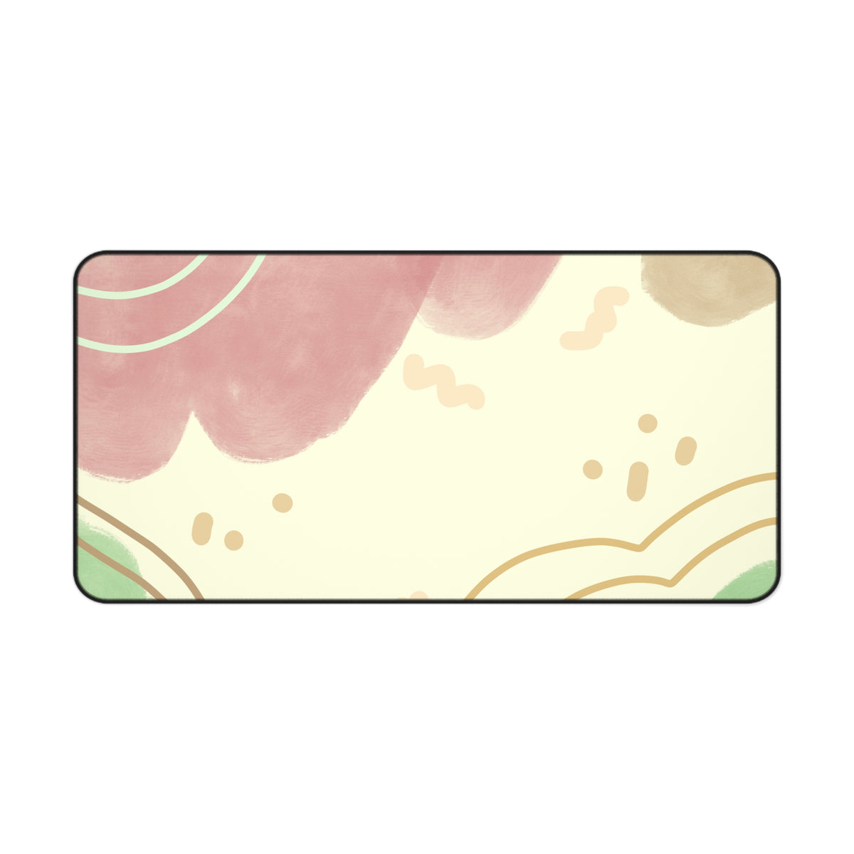 Abstract Pastel Clouds Desk Mat | Pink Green Minimalist Mouse Pad