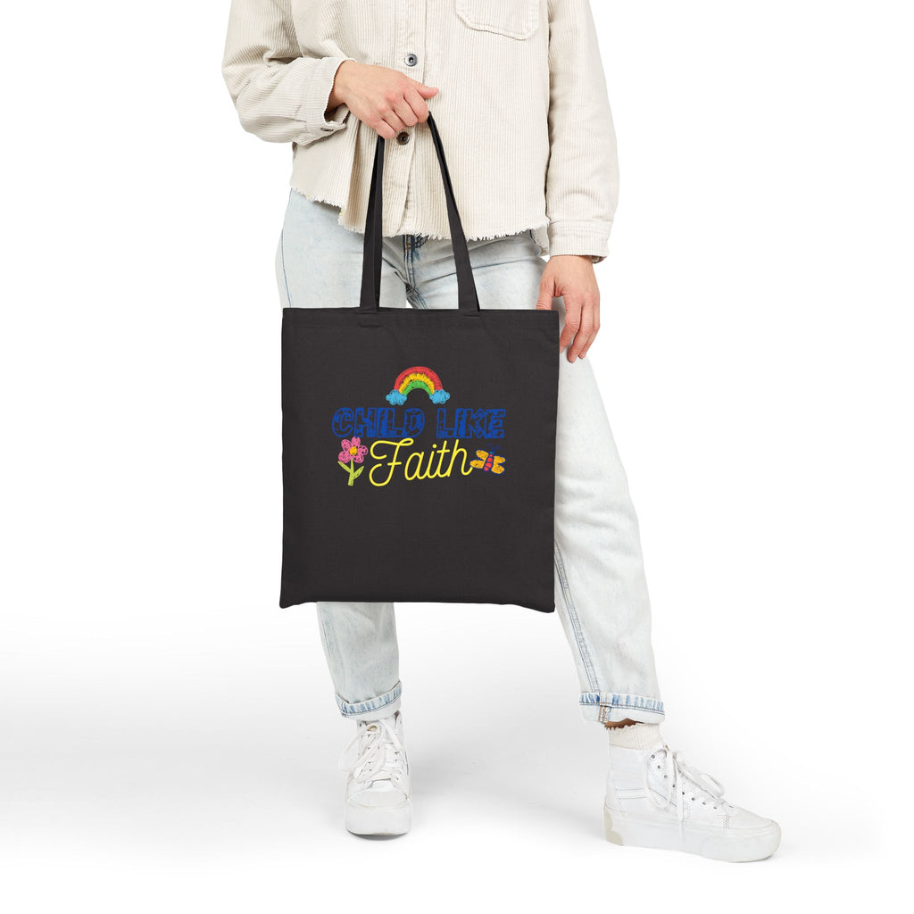 Childlike faith printed in Cotton Canvas Tote Bag