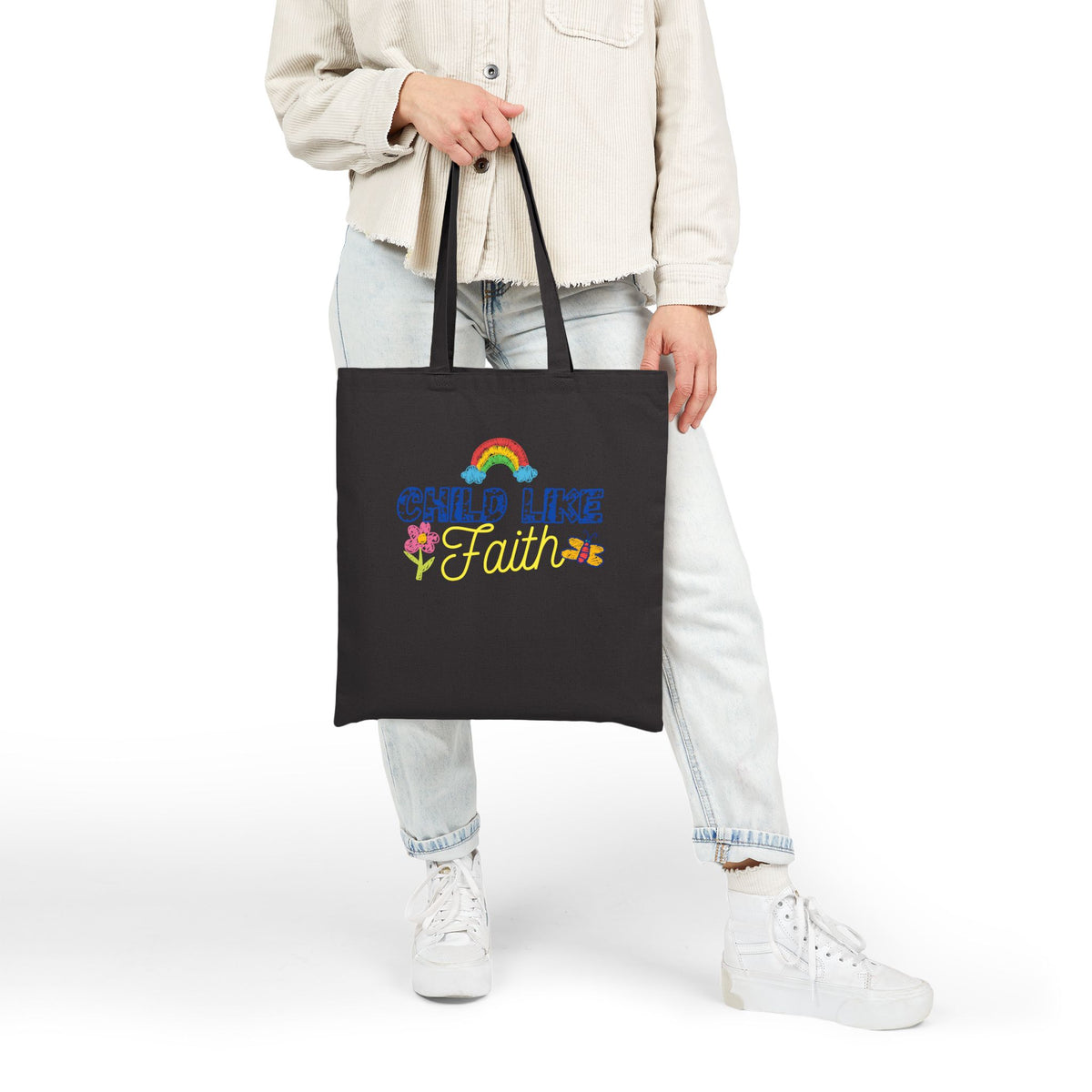 Childlike faith printed in Cotton Canvas Tote Bag