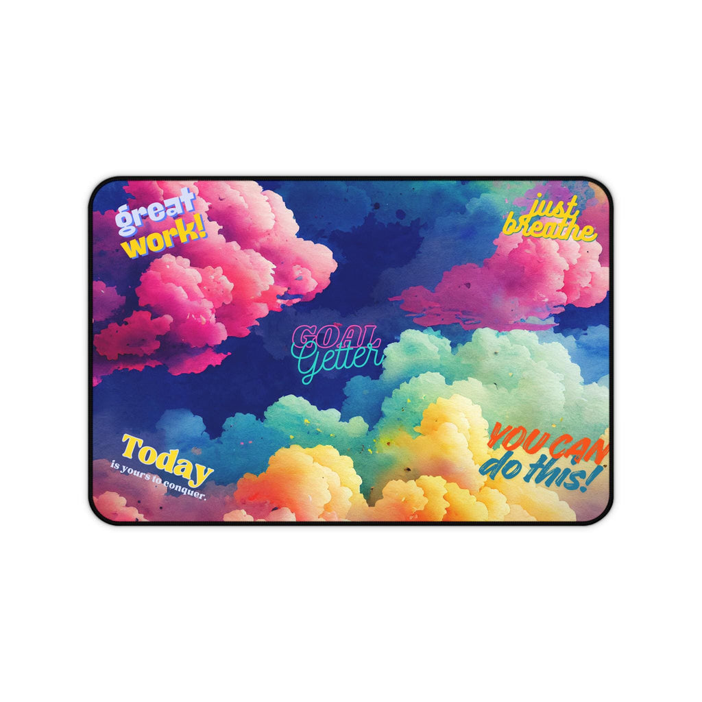 Motivational Rainbow Cloud Desk Mat | You Can Do This, Just Breathe
