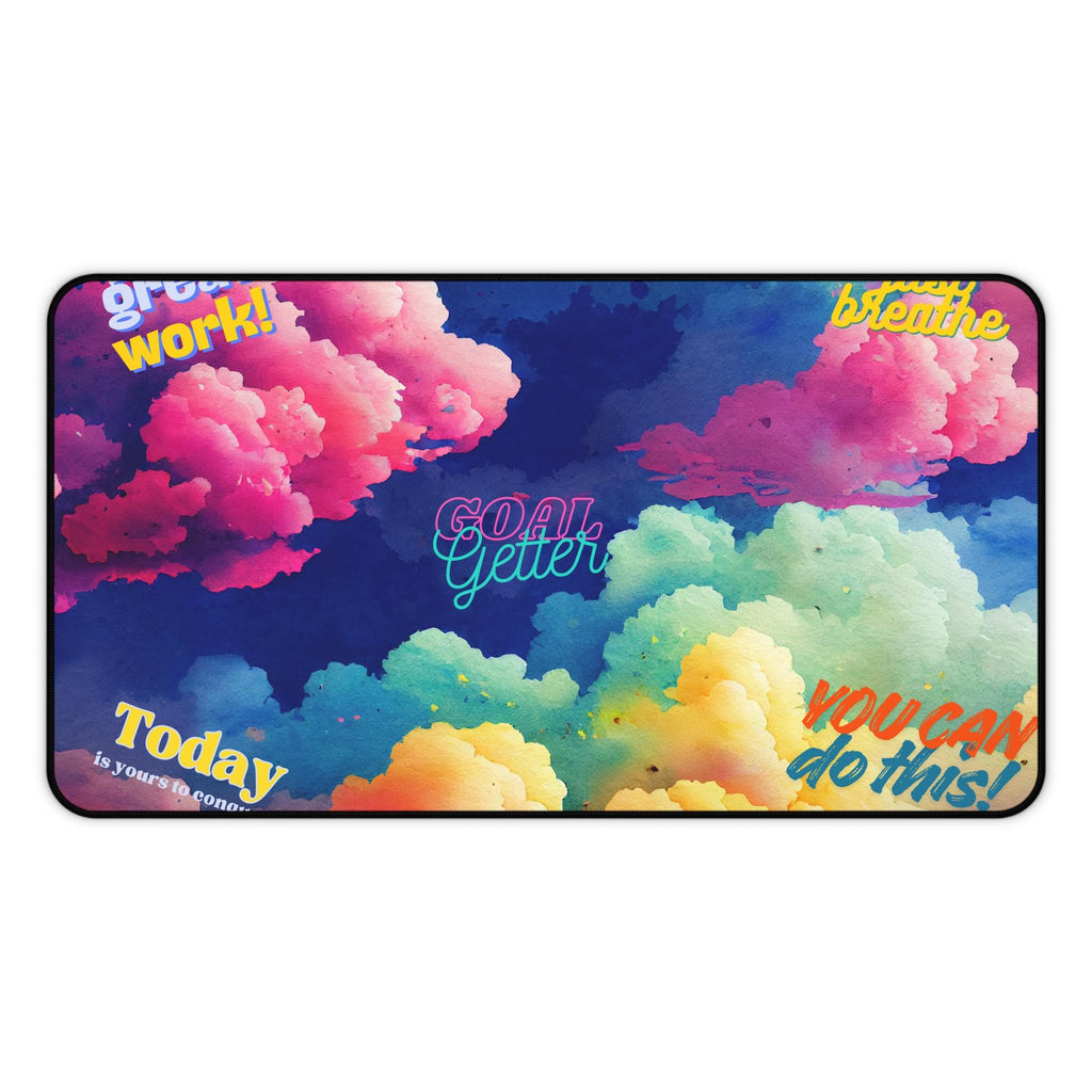 Motivational Rainbow Cloud Desk Mat | You Can Do This, Just Breathe