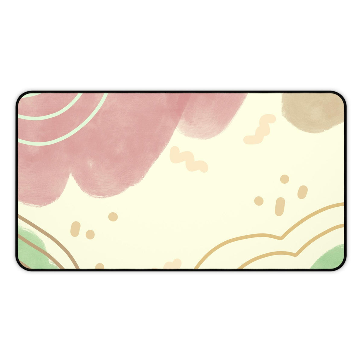 Abstract Pastel Clouds Desk Mat | Pink Green Minimalist Mouse Pad