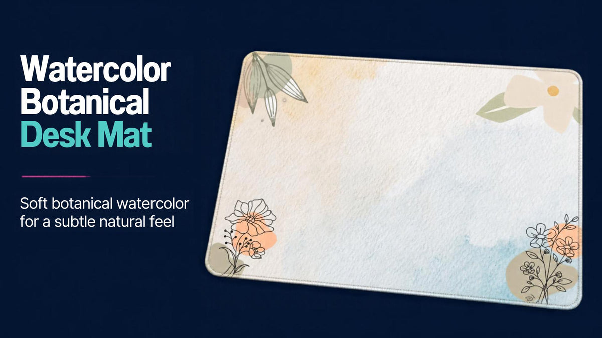 Pastel Watercolor Botanical Desk Mat | Neoprene, Anti-Slip, Calming Workspace
