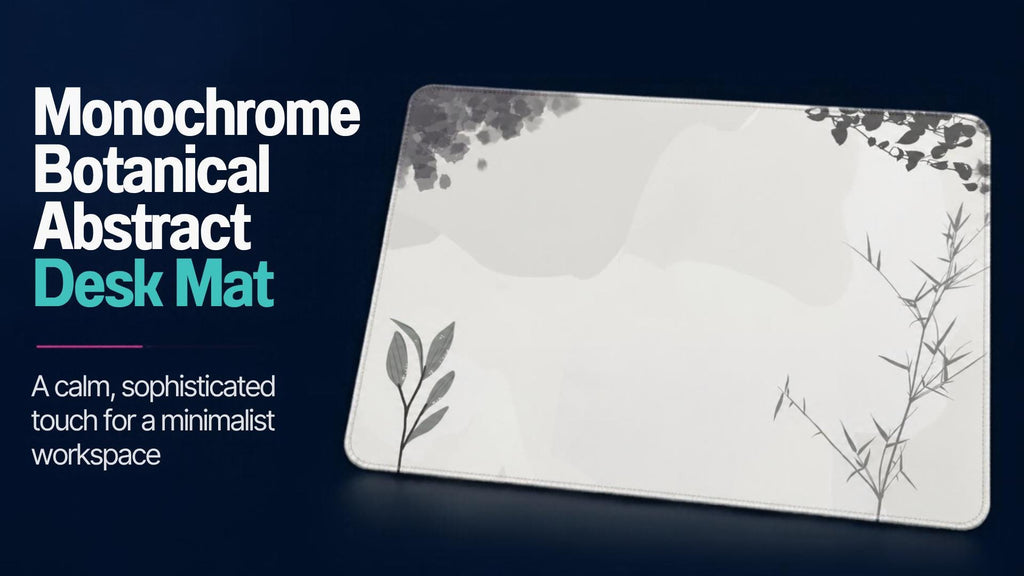 Monochrome Botanical Abstract Desk Mat Pad